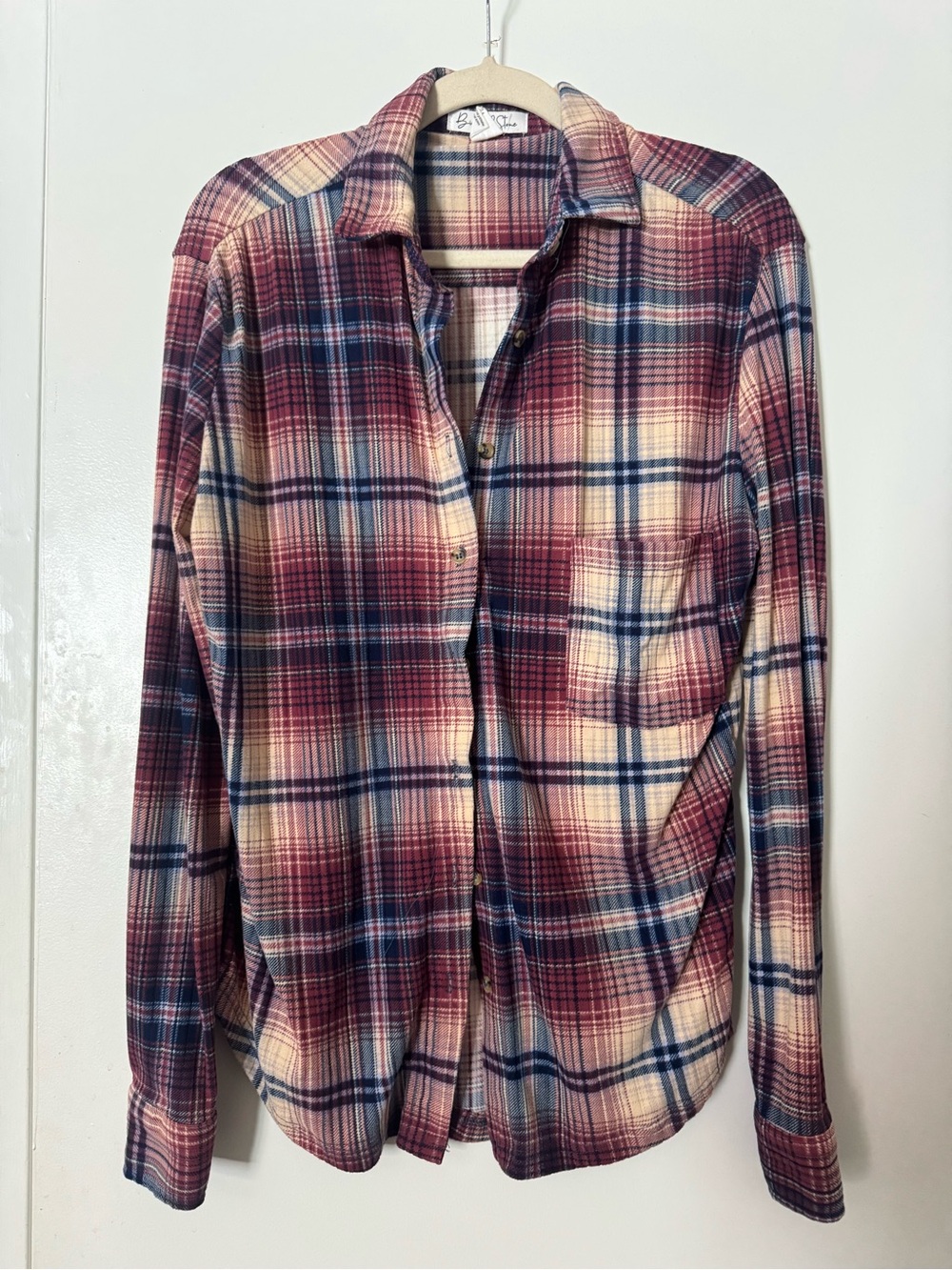 Rails Women's Button-Down Plaid Shirt in Burgundy and Navy